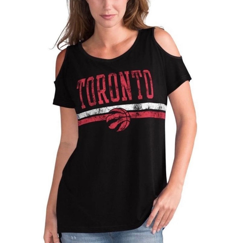 Toronto Raptors G-III 4Her by Carl Banks Cold Shoulder Scoop Neck T-Shirt